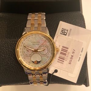 NWT women’s two-tone mother of pearl watch from citizen